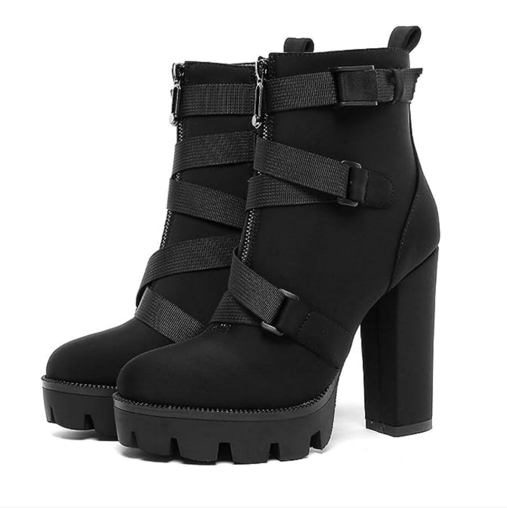 NWOT Lug Sole High Heel Military Boots